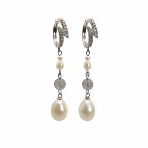 S925 Freshwater Pearl and Crystal Dangle Earrings